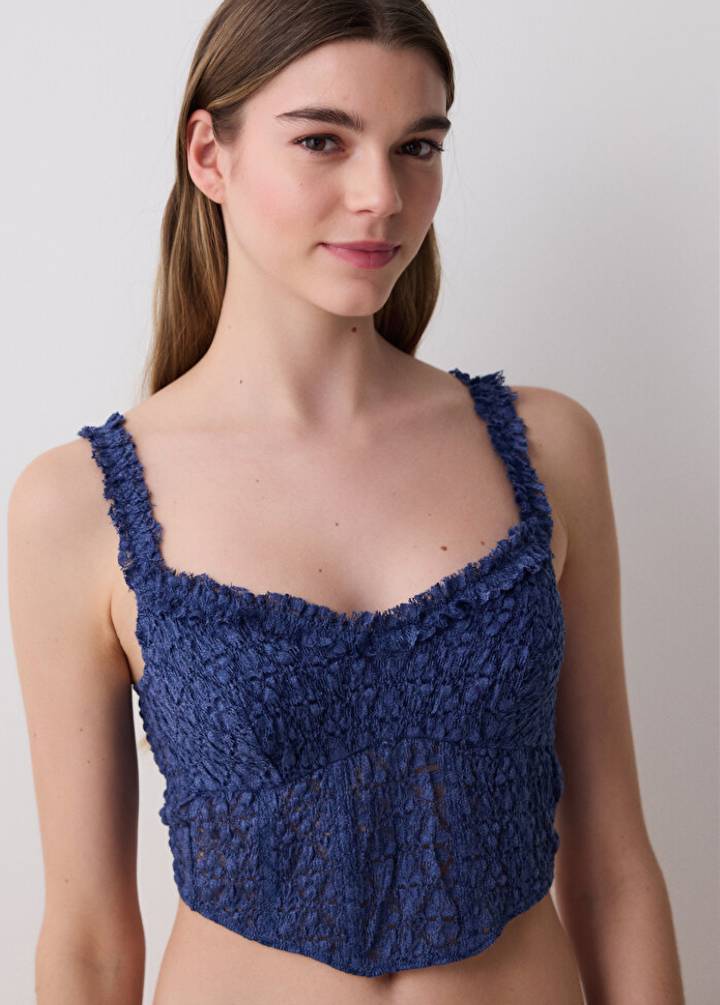 Crinkle Lace Corset Büstiyer