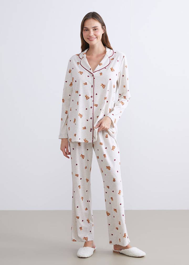 Gömlek Yaka Hamile Pijama Takımı
